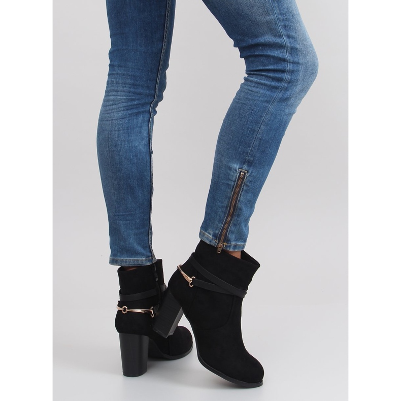 Bottes à talons hauts en daim 3701 noir 2