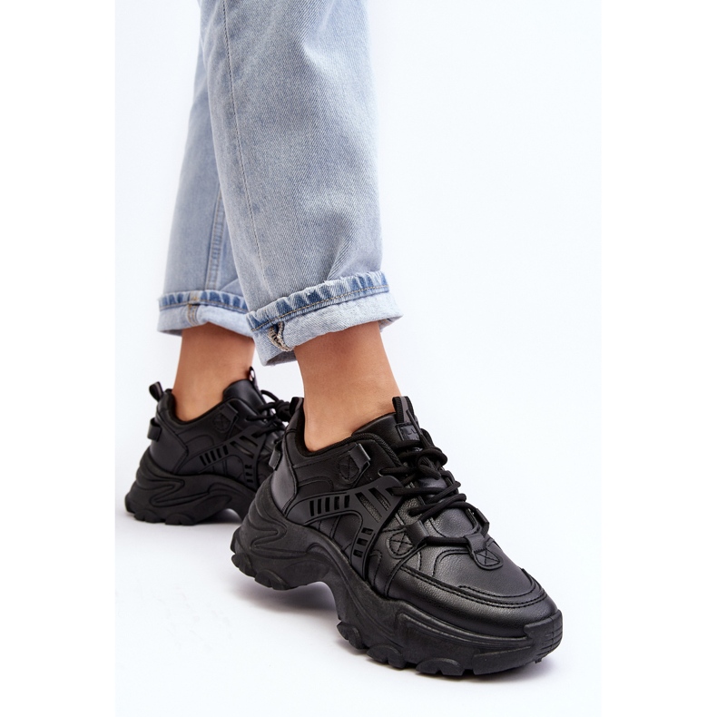 News Chaussures de sport épaisses pour femmes, baskets noires Toderus 1