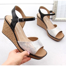 Sandales compensées argentées pour femmes Sergio Leone SK229 1