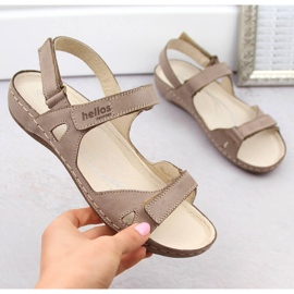 Sandales confortables en cuir beige pour femmes Helios 205 1