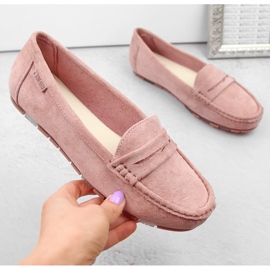 Mocassins confortables en daim pour femmes, rose Big Star NN274928 4
