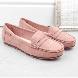 Mocassins confortables en daim pour femmes, rose Big Star NN274928 5