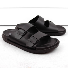 Tongs en mousse avec boucles pour hommes, noires Big Star NN174597 le noir 1 Tongs en mousse avec boucles pour hommes, noires Big Star NN174597 le noir 1