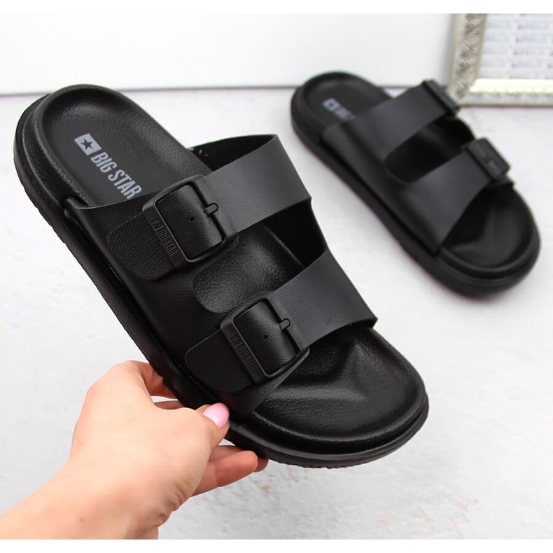 Tongs en mousse à boucles pour femme, noires Big Star NN274A750 1