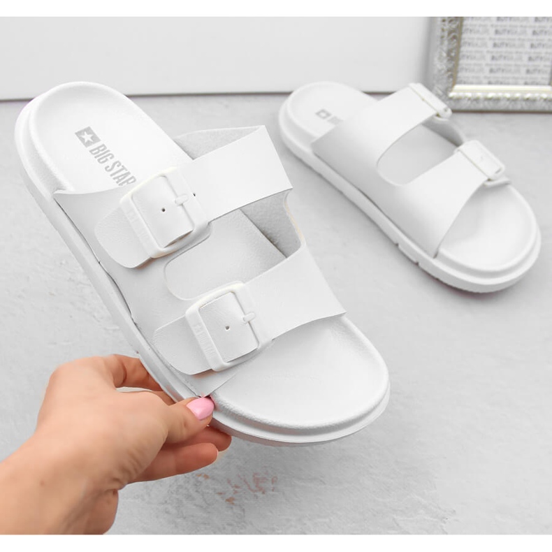 Tongs femme en mousse à boucles, blanc Big Star NN274A751 1