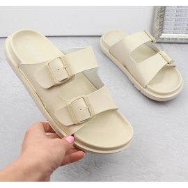 Tongs femme beiges en mousse à boucles Big Star NN274A752 1
