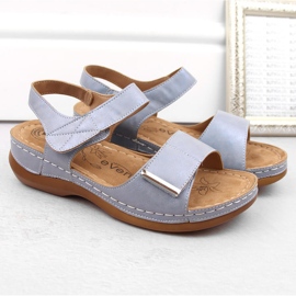 Sandales confortables pour femmes avec velcro, bleu eVento 0146 2