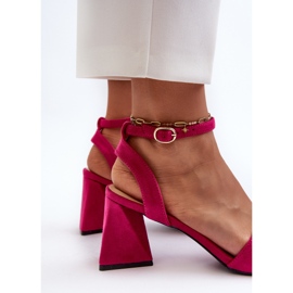 Vinceza Sandales à talons hauts pour femmes en suède écologique Fuchsia Upttima rose 2