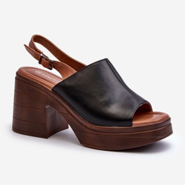 Vinceza Sandales pour femmes en cuir écologique avec un talon épais et une plateforme, noir Meeyah 1