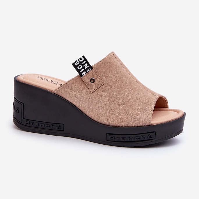 Vinceza Tongs compensées Vleni beiges pour femmes 1