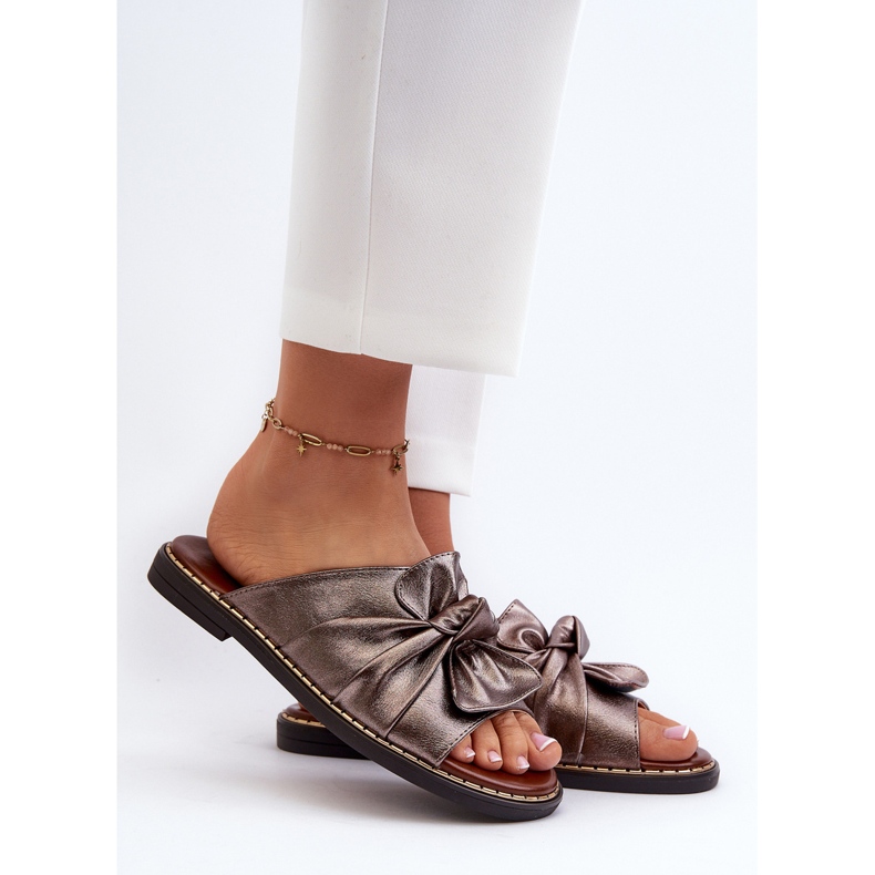 Tongs Cuivre À Talon Plat Pour Femme Nelvira brun 2