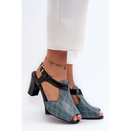 Turquoise Turquoise Queenmarie Sandales à talons hauts pour femmes en cuir écologique vert 2
