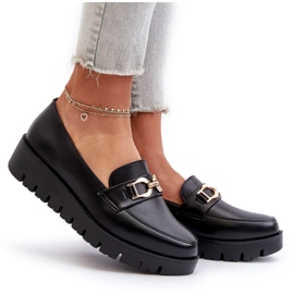 Evento Mocassins pour femmes sur une plateforme avec décoration, noir 4