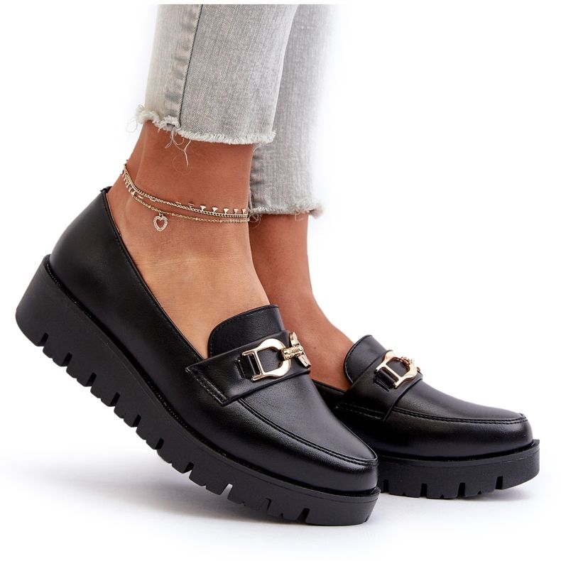 Evento Mocassins pour femmes sur une plateforme avec décoration, noir le noir 4