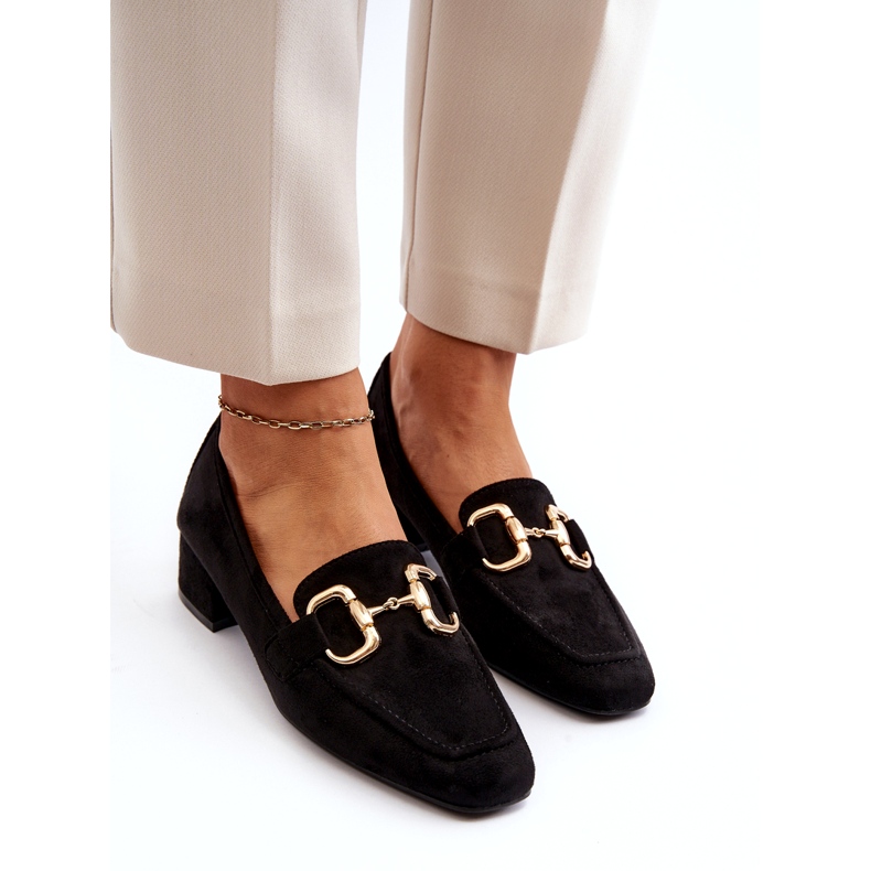 Bellucci Escarpins bloc à talon bas avec décoration, noir le noir 1