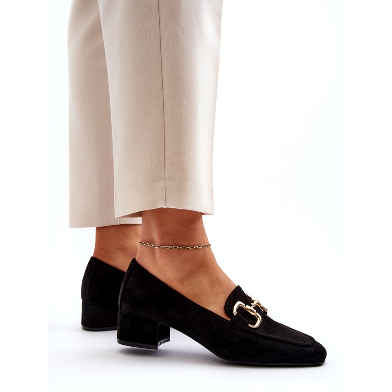 Bellucci Escarpins bloc à talon bas avec décoration, noir le noir 2