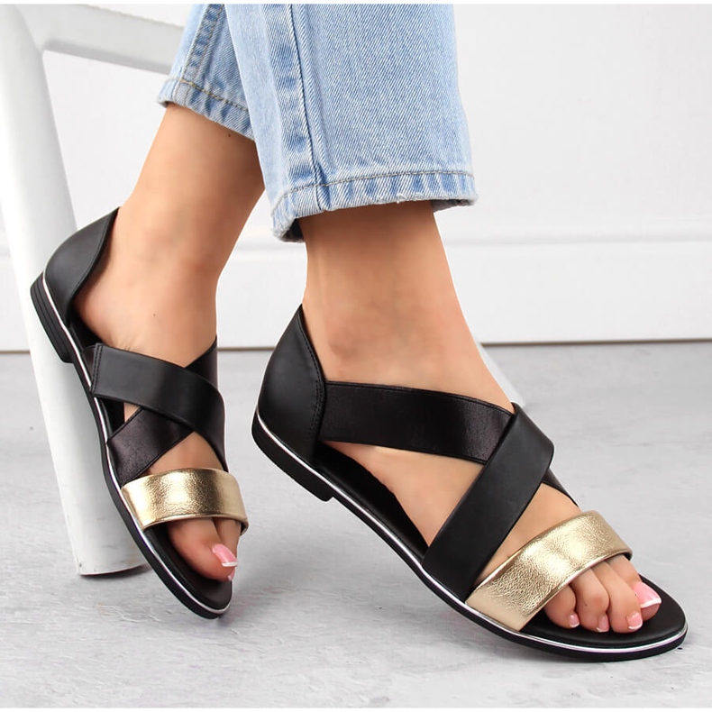 Sandales à enfiler pour femmes noires Jezzi 3882 1