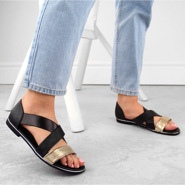 Sandales à enfiler pour femmes noires Jezzi 3882 2