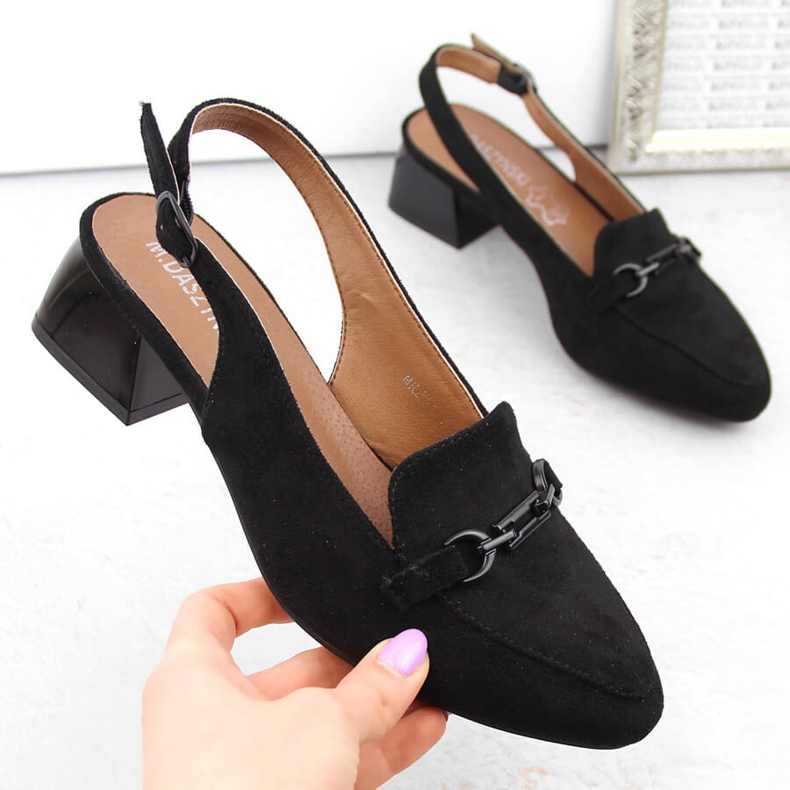 M. DASZYŃSKI Sandales à talons femme en daim noir M.Daszyński MR23112-4 1