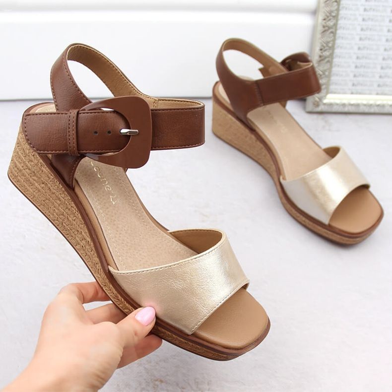 Sandales compensées pour femmes avec boucle dorée Sergio Leone SK302 d'or 1