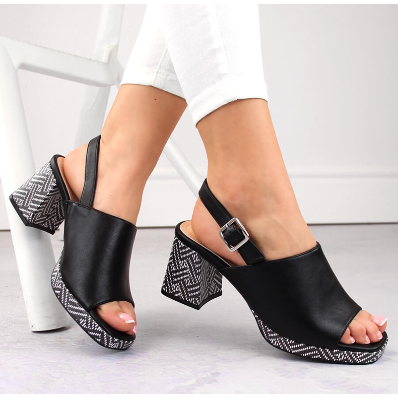 Sandales femme à talon décoratif, noir Sergio Leone SK572 1