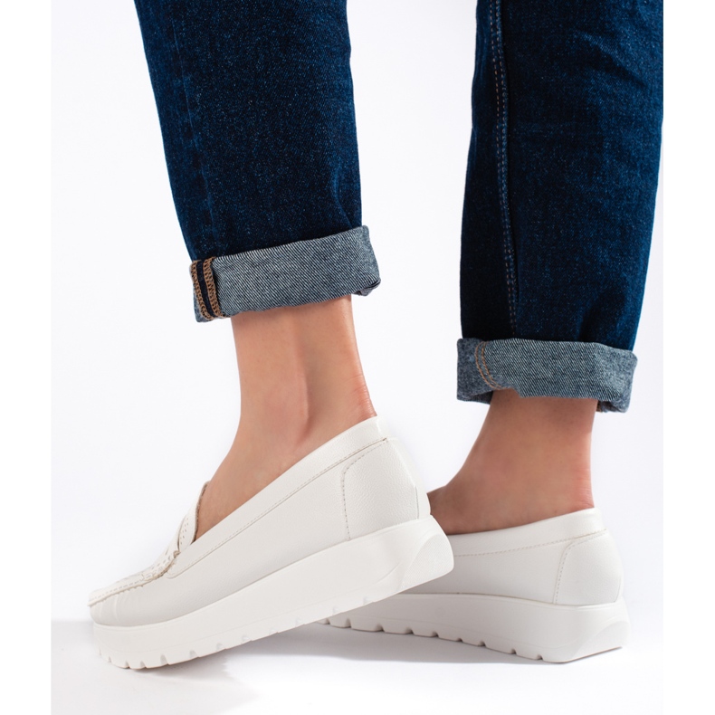 Goodin Mocassins blancs ajourés sur la plateforme 2
