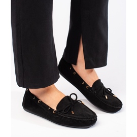 Mocassins femme en daim noir le noir 4