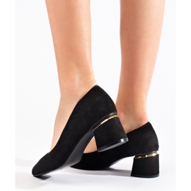Escarpins à talons bas en daim noir le noir 3