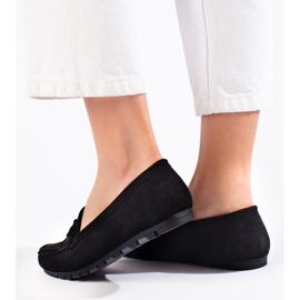 Mocassins femme en daim noir le noir 4