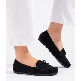 Mocassins femme en daim noir le noir 3