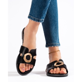 Claquettes plates femme noires le noir 1