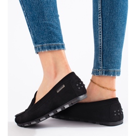 Mocassins femme en daim noir le noir 4
