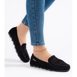 Mocassins femme en daim noir le noir 3