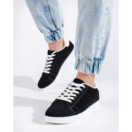 Baskets femme en daim noir le noir 4