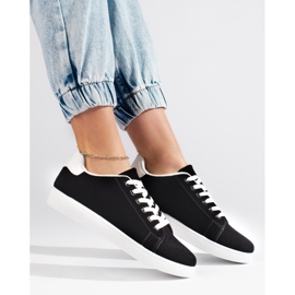 Baskets femme en daim noir le noir 1