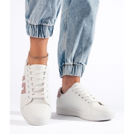 Baskets femme blanches et roses 2