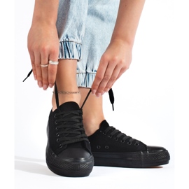 Baskets plateforme femme noires 1