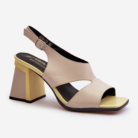 S.Barski Sandales à talon haut pour femmes Beige D&amp;A MR38-153 1