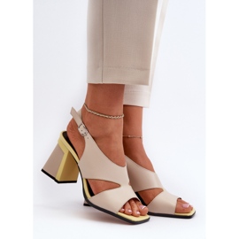 S.Barski Sandales à talon haut pour femmes Beige D&amp;A MR38-153 2