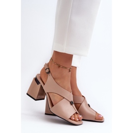 Vinceza Sandales à talons hauts pour femmes élégantes, cuir écologique beige Asellesa 2 Vinceza Sandales à talons hauts pour femmes élégantes, cuir écologique beige Asellesa 2