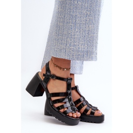 Vinceza Sandales en cuir verni à talon haut pour femme, Noir Aninifer le noir 2 Vinceza Sandales en cuir verni à talon haut pour femme, Noir Aninifer le noir 2