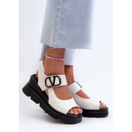 Vinceza Sandales compensées et à plateforme pour femmes en cuir écologique, blanc Triaola blanche 2