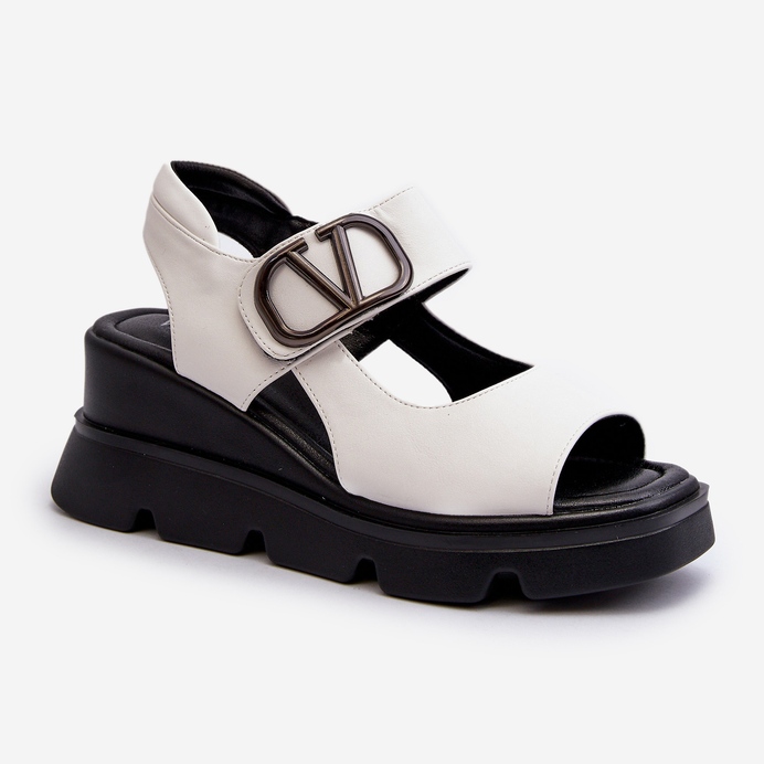 Vinceza Sandales compensées et à plateforme pour femmes en cuir écologique, blanc Triaola blanche 1