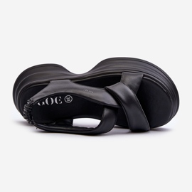 Sandales en cuir à semelle épaisse pour femmes, noires, GOE NN2N4106 le noir 9
