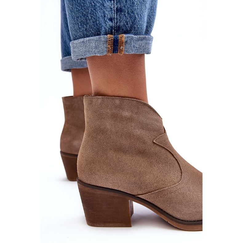 S.Barski Bottes de cowboy en daim avec fermeture éclair D&amp;A SN622-29 Beige foncé 3