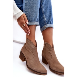 S.Barski Bottes de cowboy en daim avec fermeture éclair D&amp;A SN622-29 Beige foncé 1