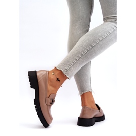 Vinceza Mocassins pour femmes en cuir écologique beige avec décoration 2