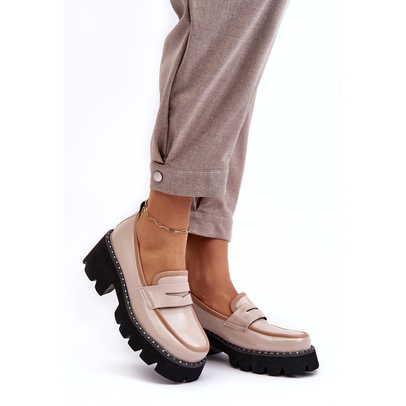 S.Barski Mocassins Femme En Cuir D&amp;A MR870-32 Beige 1