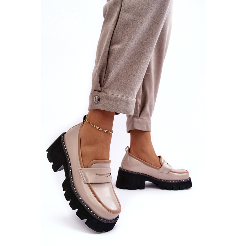 S.Barski Mocassins Femme En Cuir D&amp;A MR870-32 Beige 2