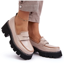 S.Barski Mocassins Femme En Cuir D&amp;A MR870-32 Beige 4